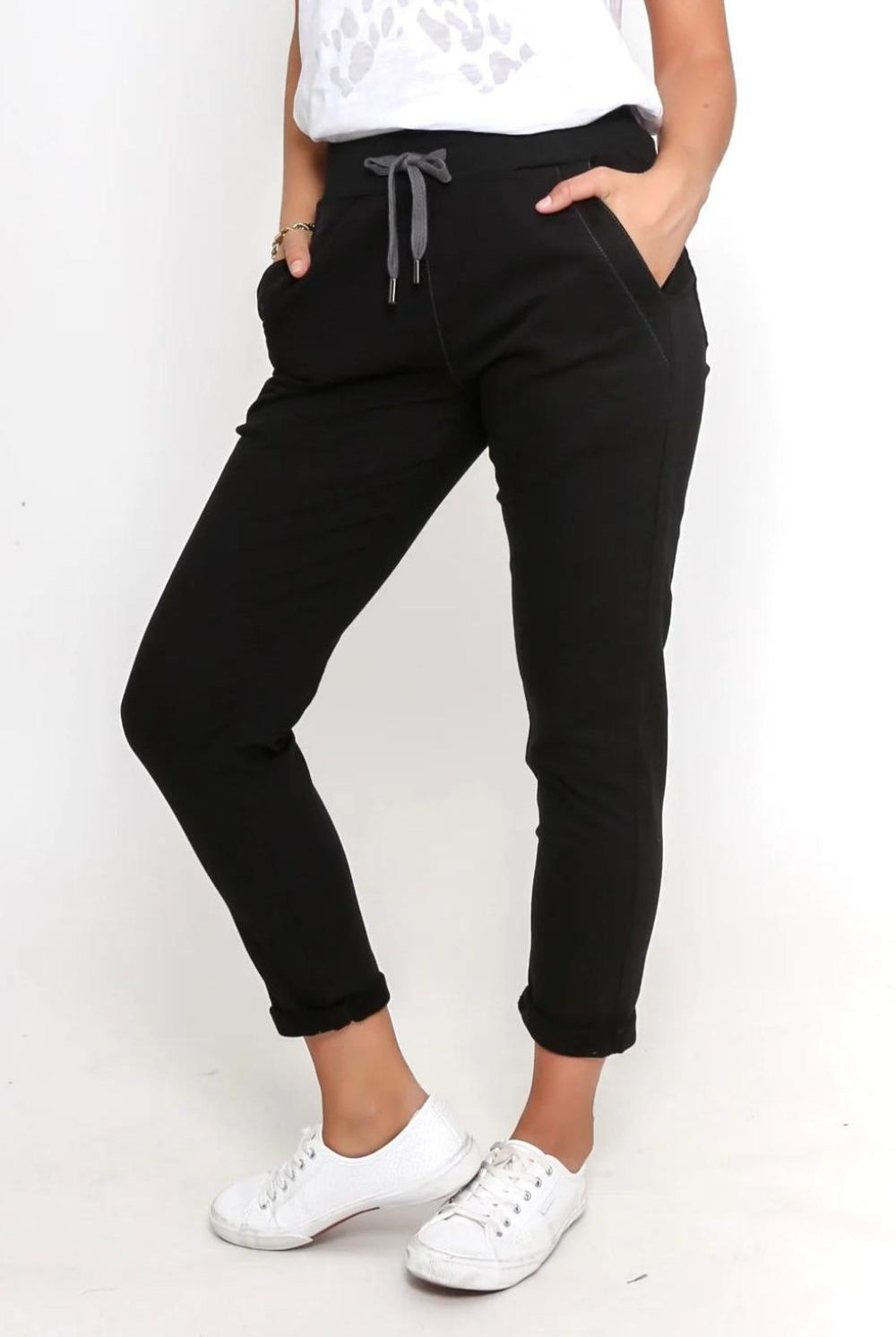 Monaco Jeans - Riley Denim Jogger | Black - Pants - Silvermaple Boutique
