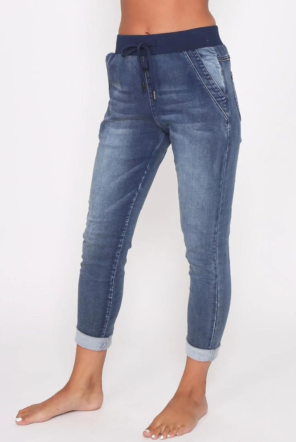 Monaco Jeans - Riley Denim Jogger | Blue Wash - Pants - Silvermaple Boutique
