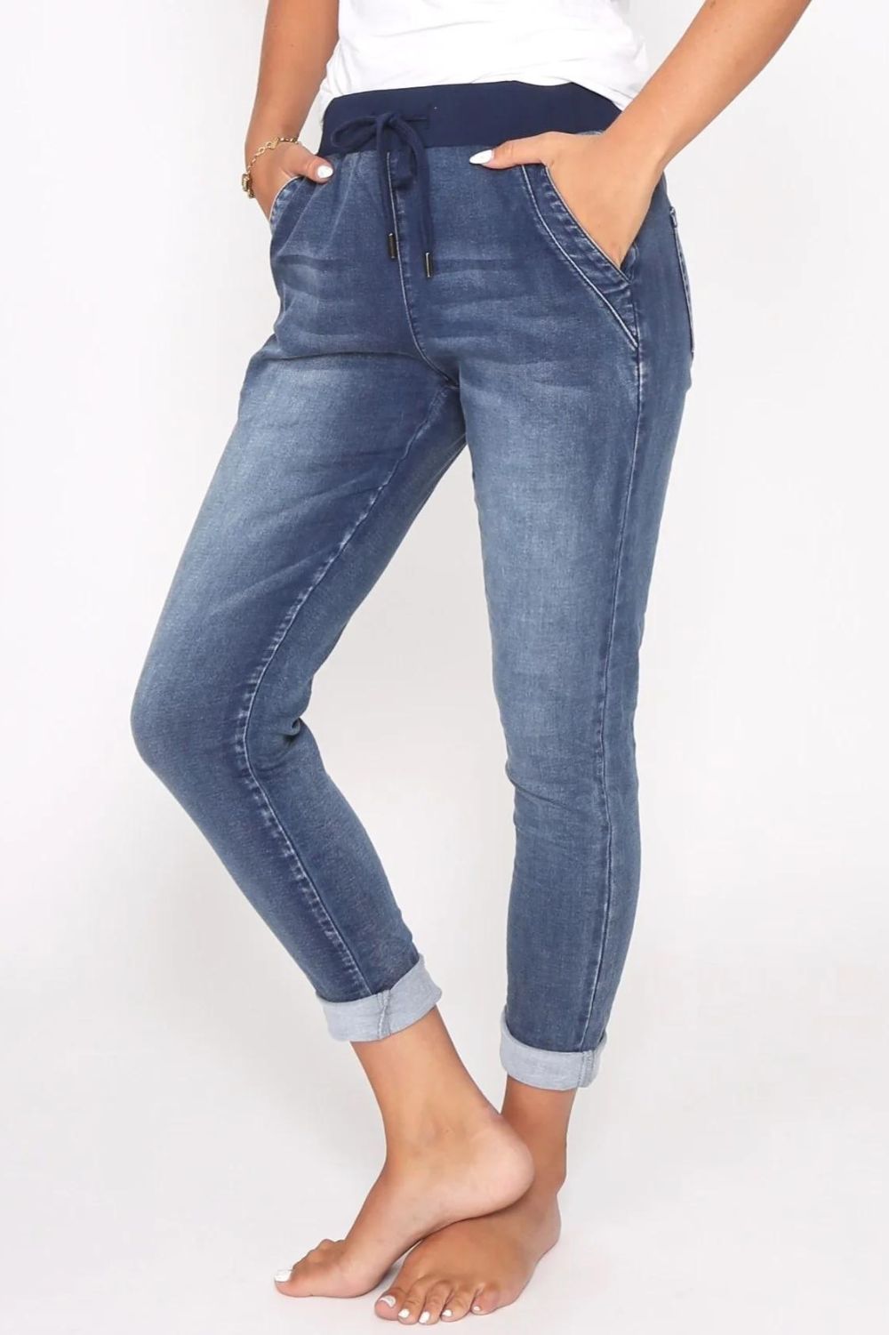 Monaco Jeans - Riley Denim Jogger | Blue Wash - Pants - Silvermaple Boutique