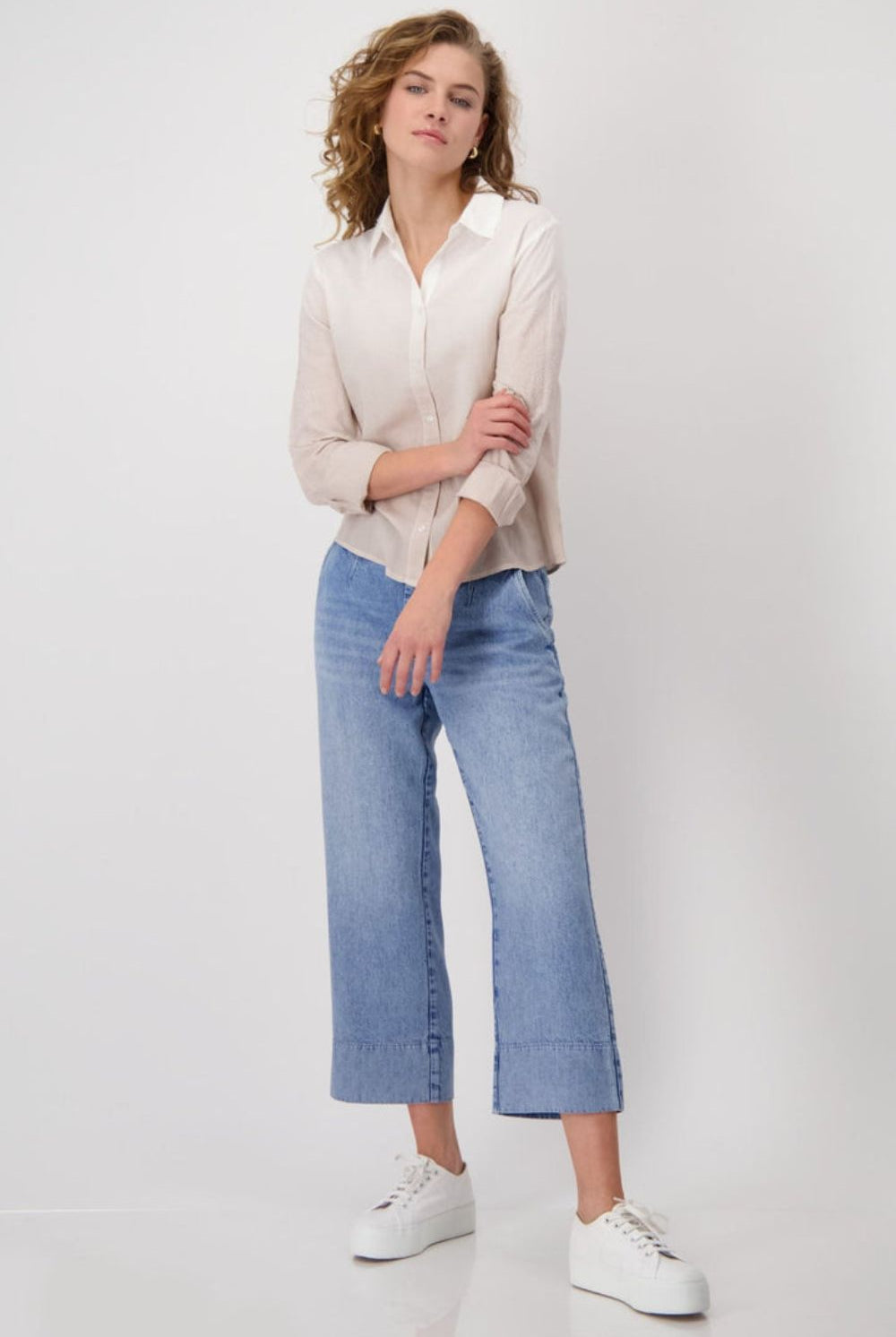 Monari - Batik Shirt with Embellishment | Warm Sand - Shirt - Silvermaple Boutique