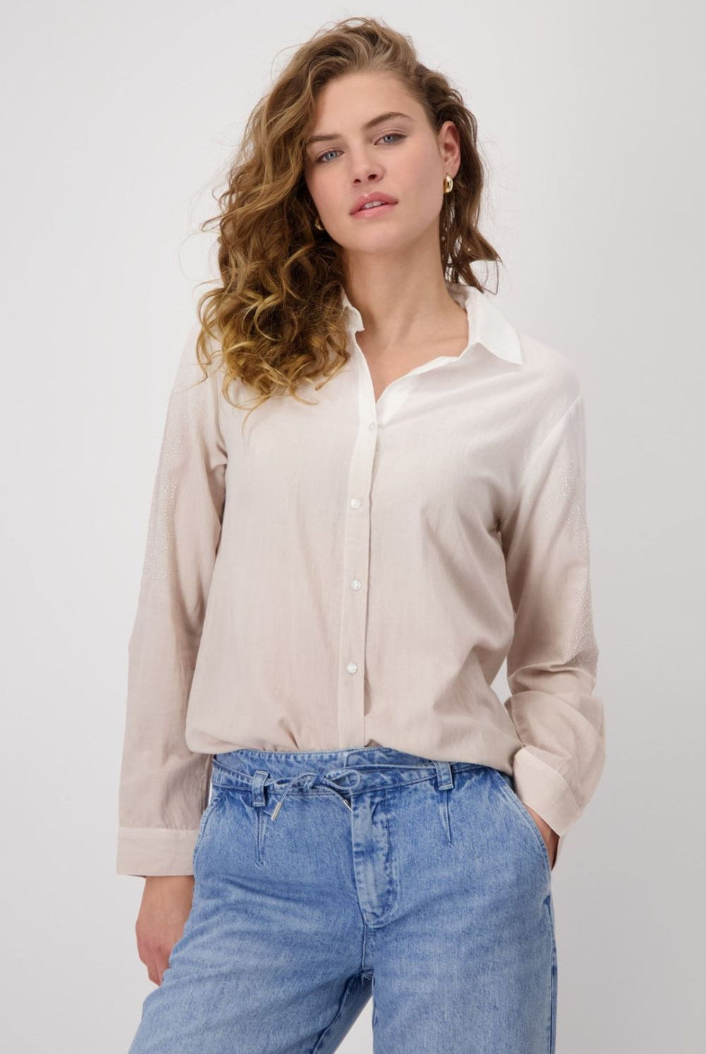 Monari - Batik Shirt with Embellishment | Warm Sand - Shirt - Silvermaple Boutique