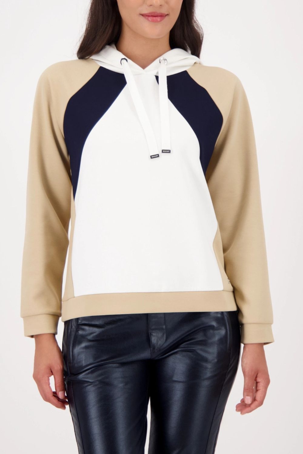 Monari - Monari Colourblock Hooded Sweater | Off White - Jumper - Silvermaple Boutique