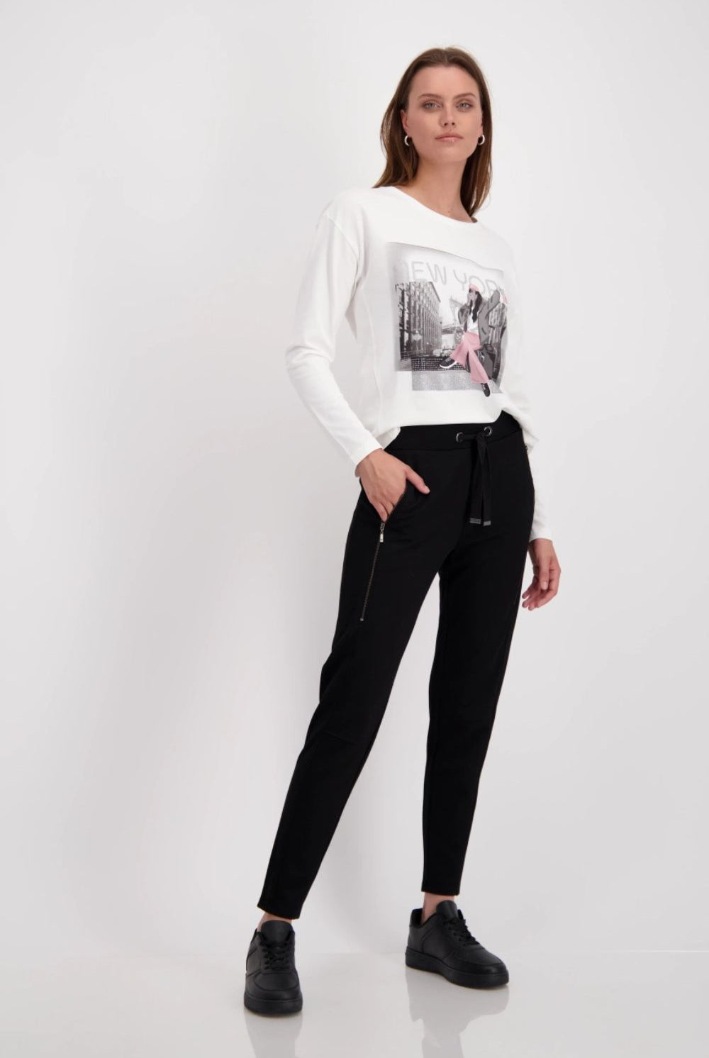 Monari - Skinny Trousers With Zip Pockets | Black - Pants - Silvermaple Boutique