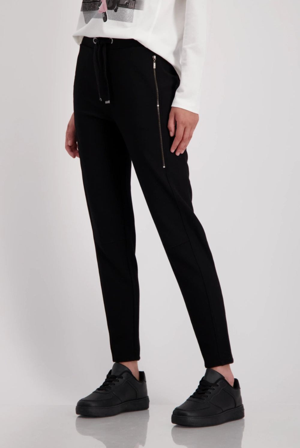 Monari - Skinny Trousers With Zip Pockets | Black - Pants - Silvermaple Boutique