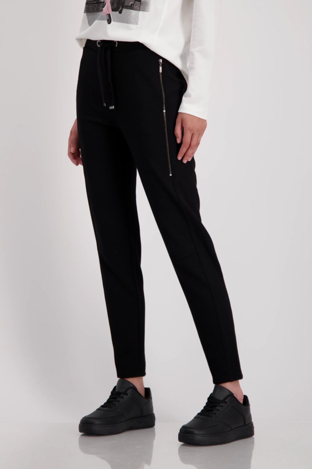 Monari - Skinny Trousers With Zip Pockets | Black - Pants - Silvermaple Boutique