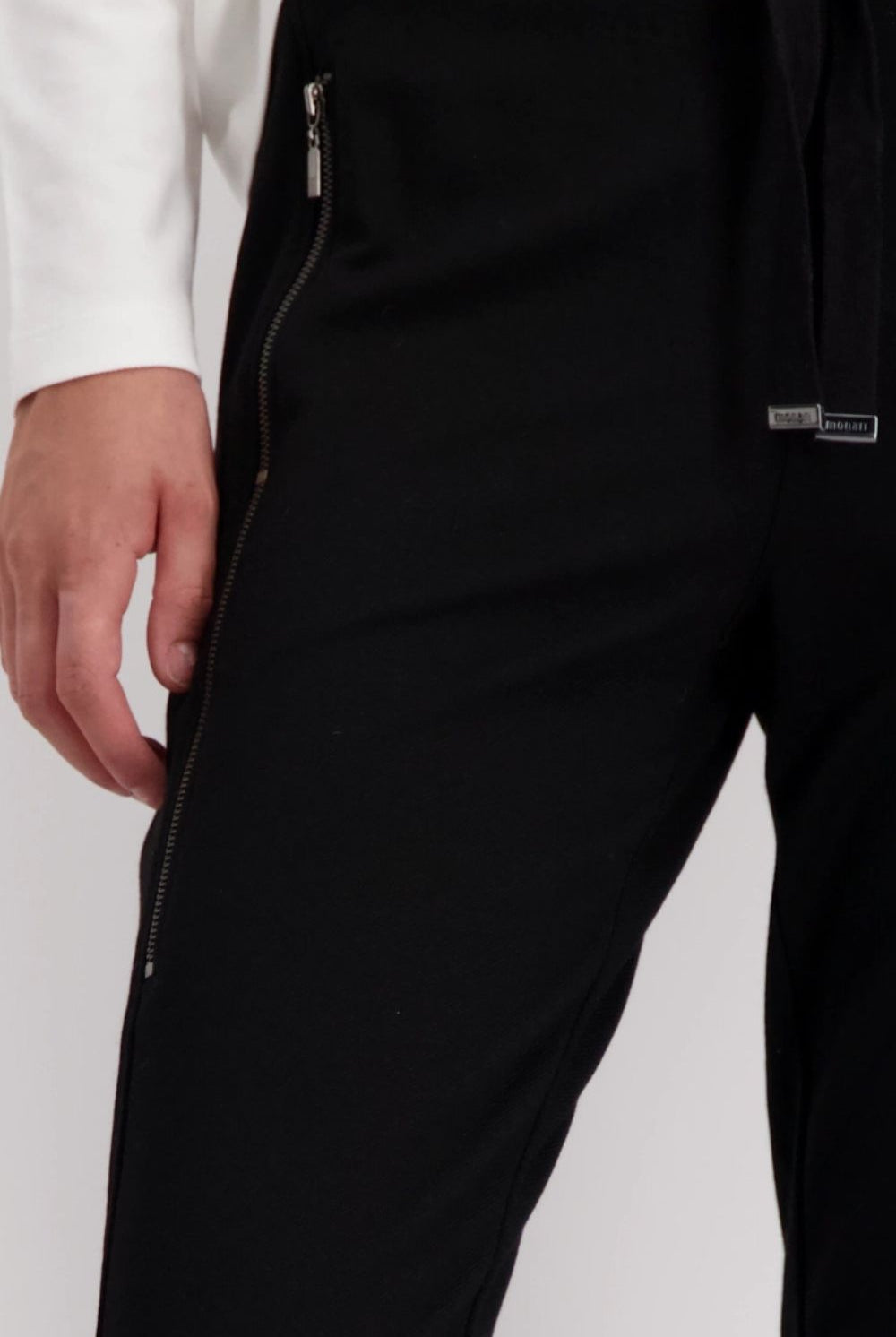 Monari - Skinny Trousers With Zip Pockets | Black - Pants - Silvermaple Boutique