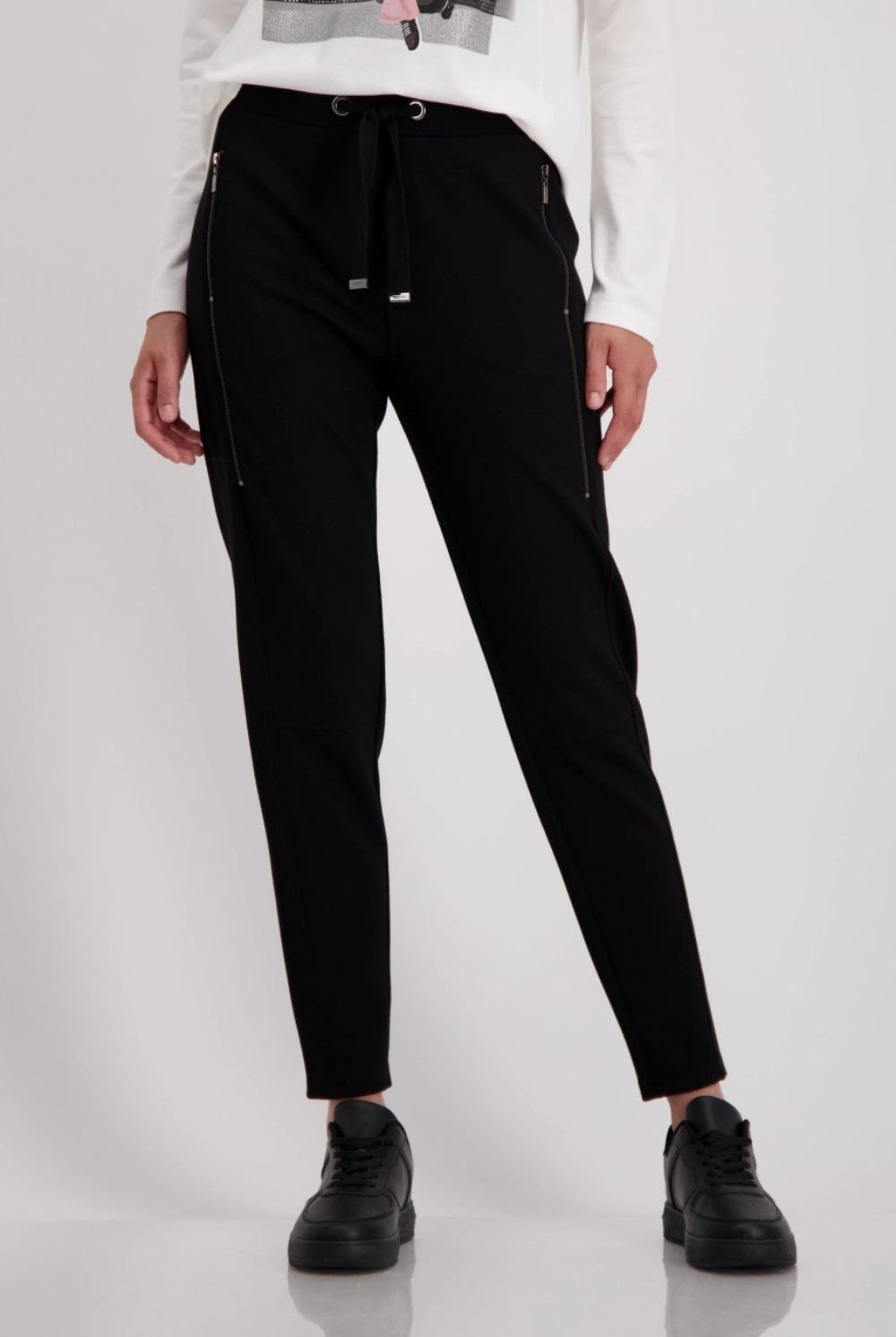 Monari - Skinny Trousers With Zip Pockets | Black - Pants - Silvermaple Boutique