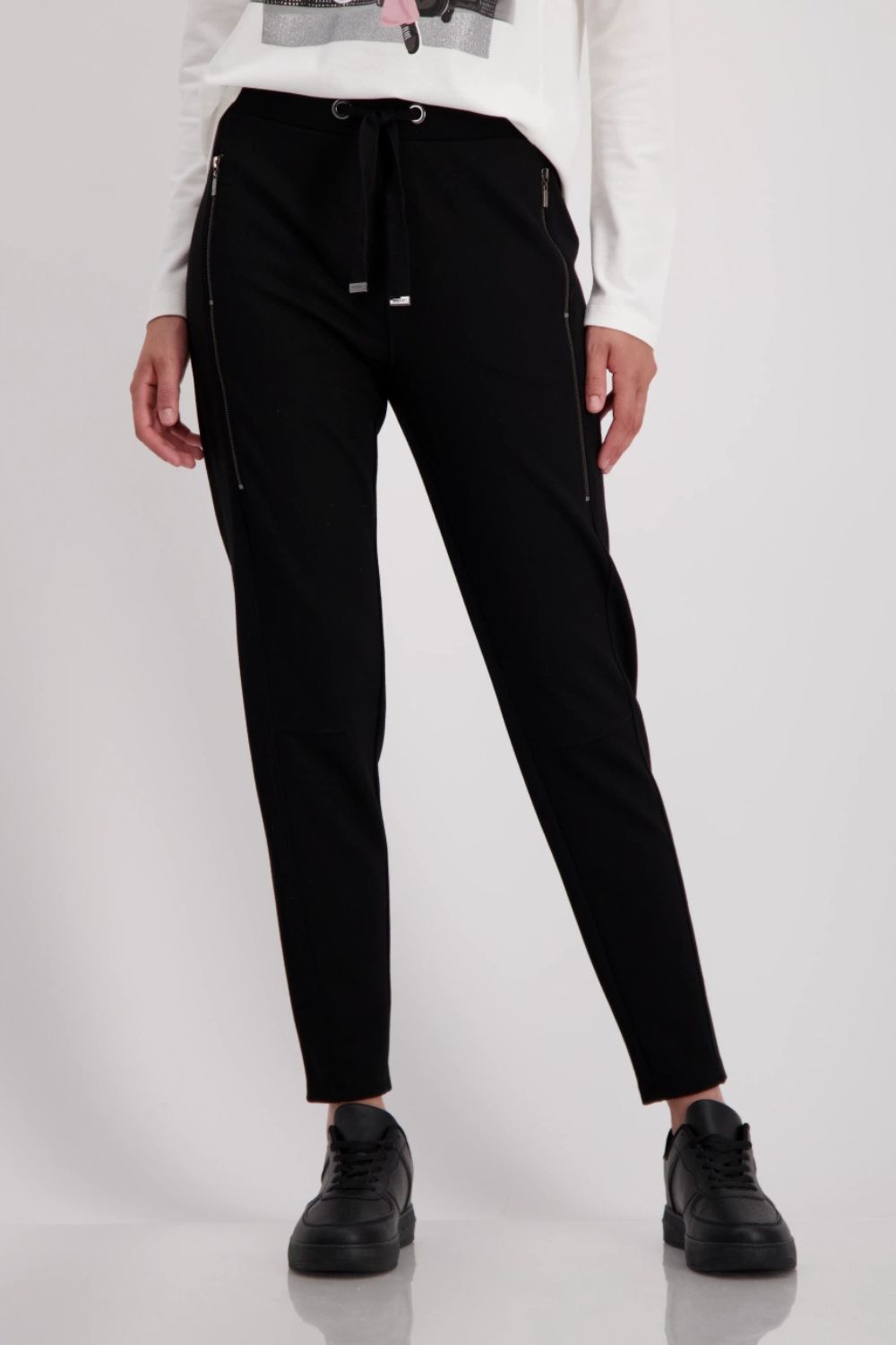 Monari - Skinny Trousers With Zip Pockets | Black - Pants - Silvermaple Boutique