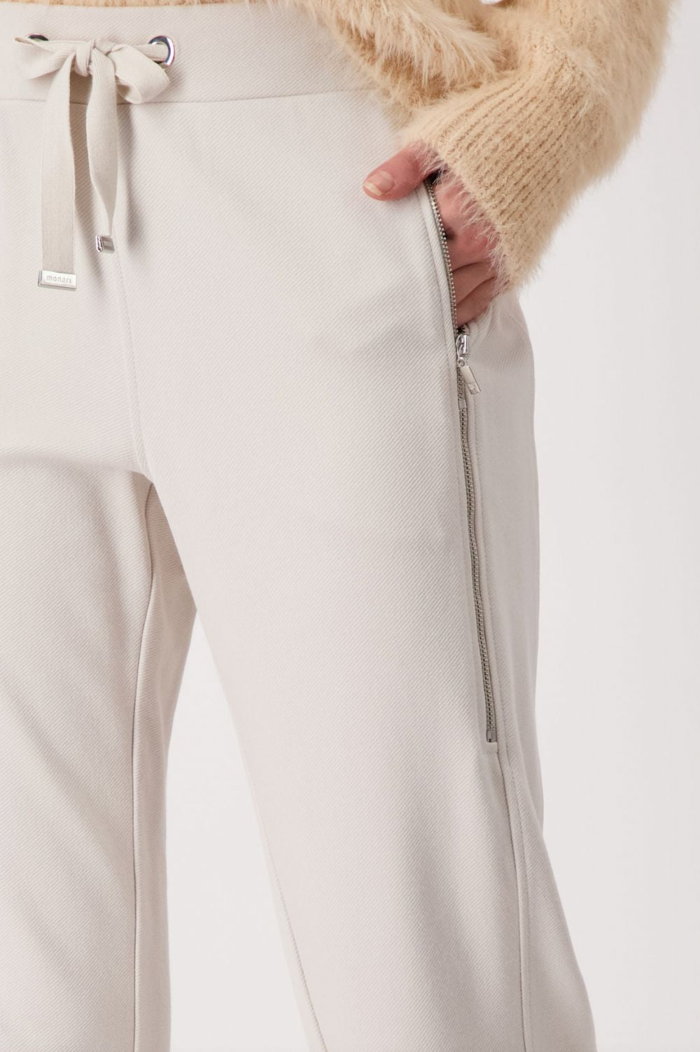 Monari - Skinny Trousers With Zip Pockets | Sandshell - Pants - Silvermaple Boutique