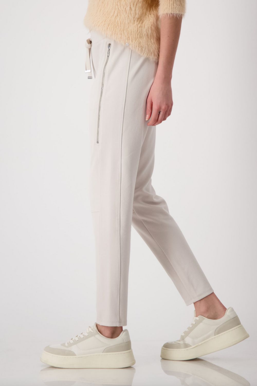 Monari - Skinny Trousers With Zip Pockets | Sandshell - Pants - Silvermaple Boutique