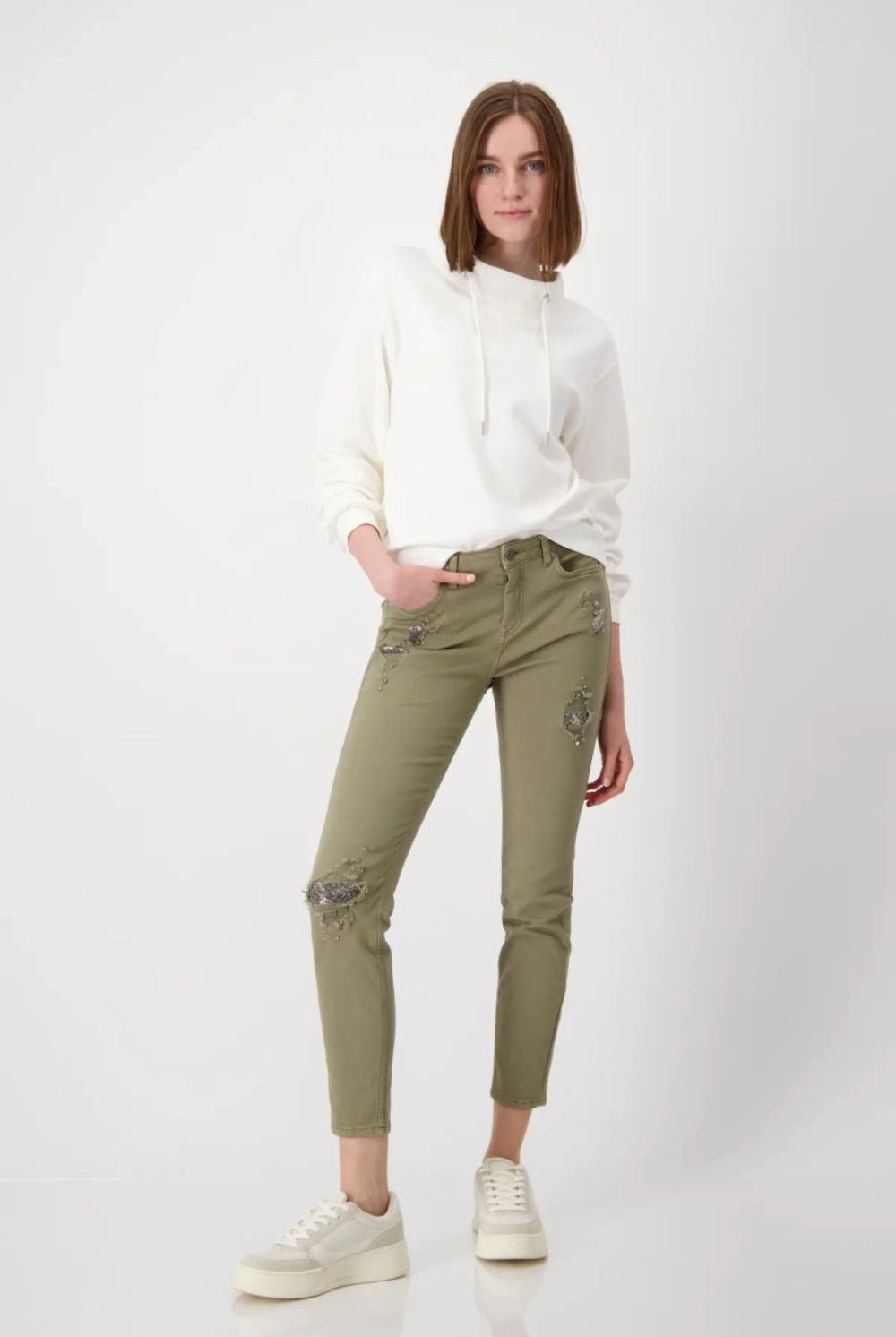 Monari - Stand-Up Collar Jersey | Off White - Jumper - Silvermaple Boutique