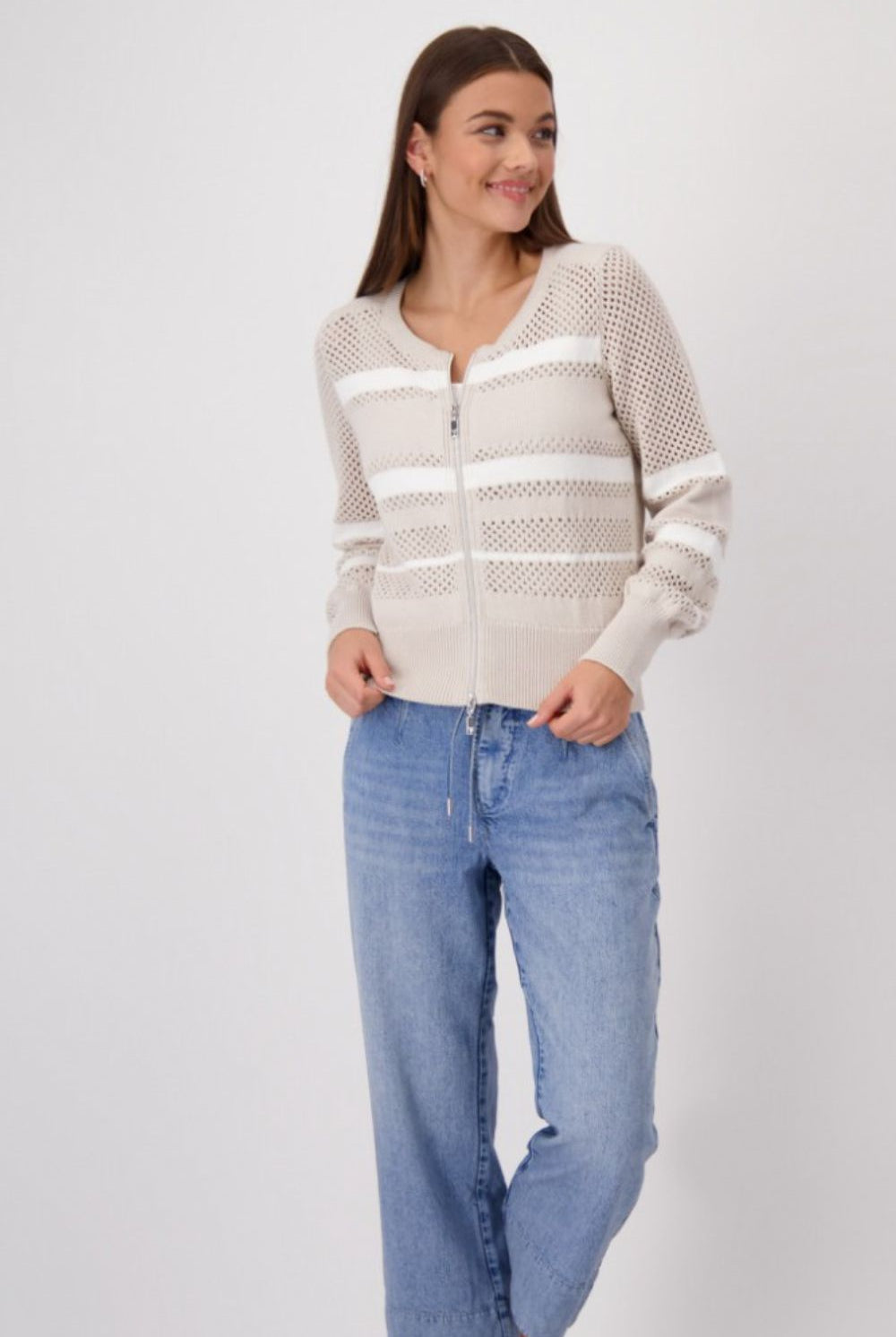 Monari - Striped Jacket | Warm Sand - Jacket - Silvermaple Boutique