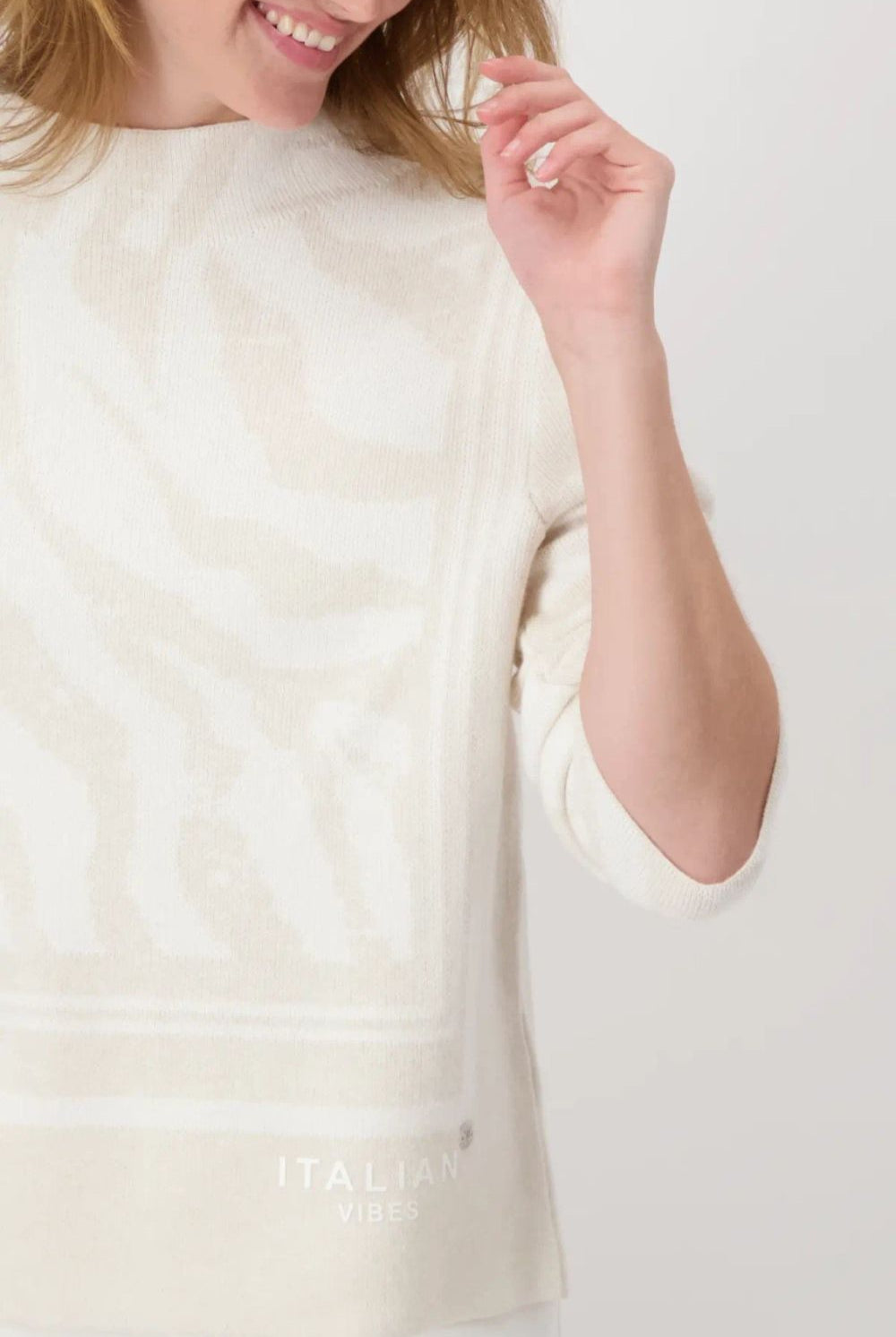 Monari - Tiger Pattern Jumper | Off White Patterned - Jumper - Silvermaple Boutique