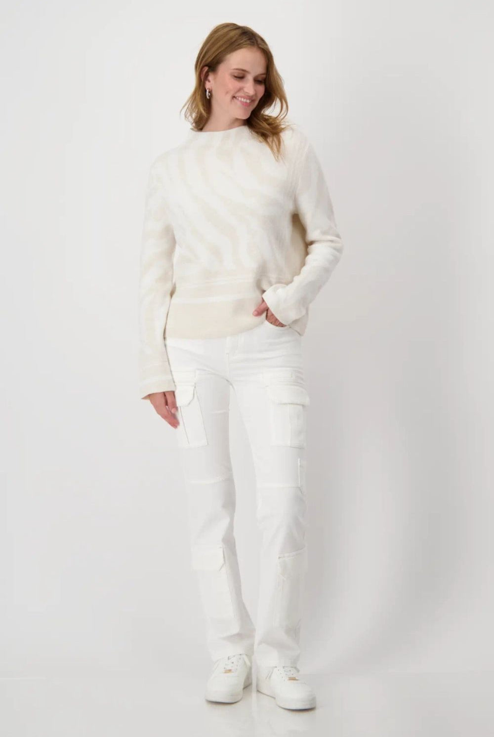 Monari - Tiger Pattern Jumper | Off White Patterned - Jumper - Silvermaple Boutique