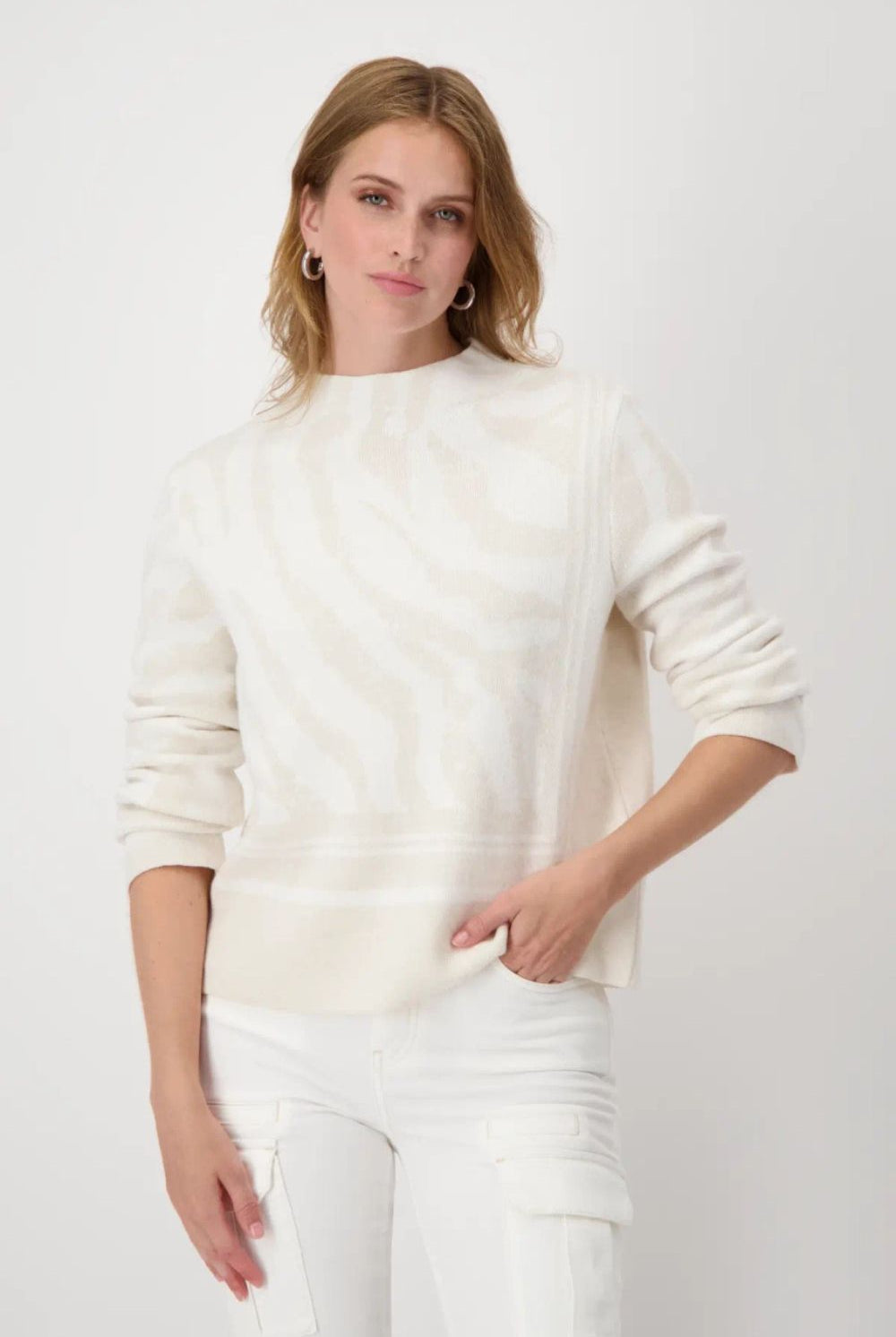 Monari - Tiger Pattern Jumper | Off White Patterned - Jumper - Silvermaple Boutique