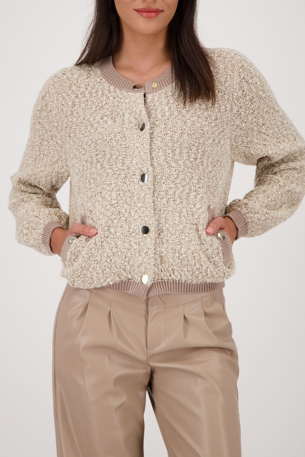 Monari - Monari Tweed Knit Jacket | Truffle - Jacket - Silvermaple Boutique