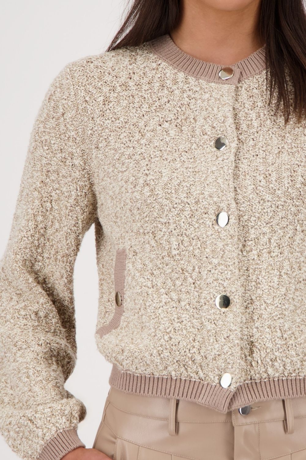 Monari - Monari Tweed Knit Jacket | Truffle - Jacket - Silvermaple Boutique