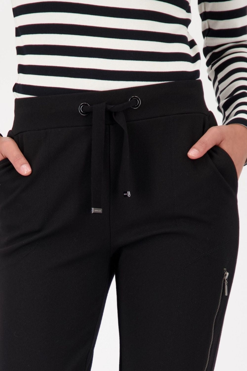 Monari - Monari Zip Joggers | Black - Pants - Silvermaple Boutique