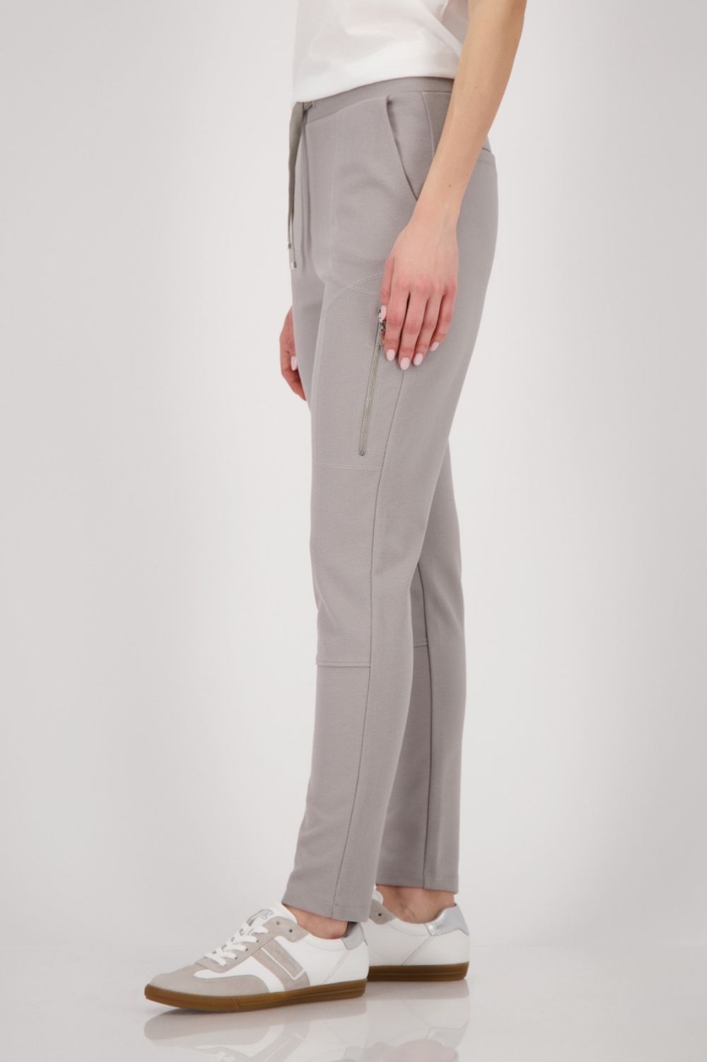 Monari - Monari Zip Joggers | Greige - Pants - Silvermaple Boutique