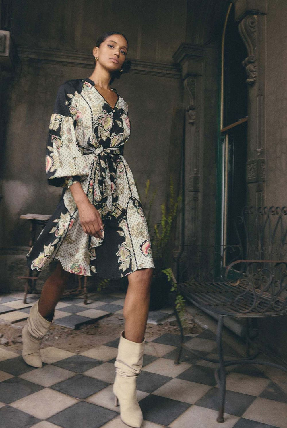 Once Was - Emersyn Dobby Lace Panelled Dress | Mariposa Nero - Dress - Silvermaple Boutique