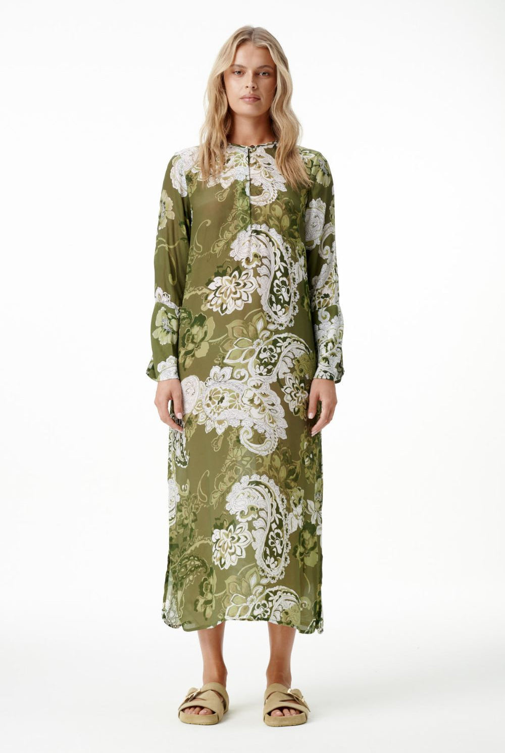Oneseason - Oneseason Long Genie Dress | Khaki Swirl - Dress - Silvermaple Boutique
