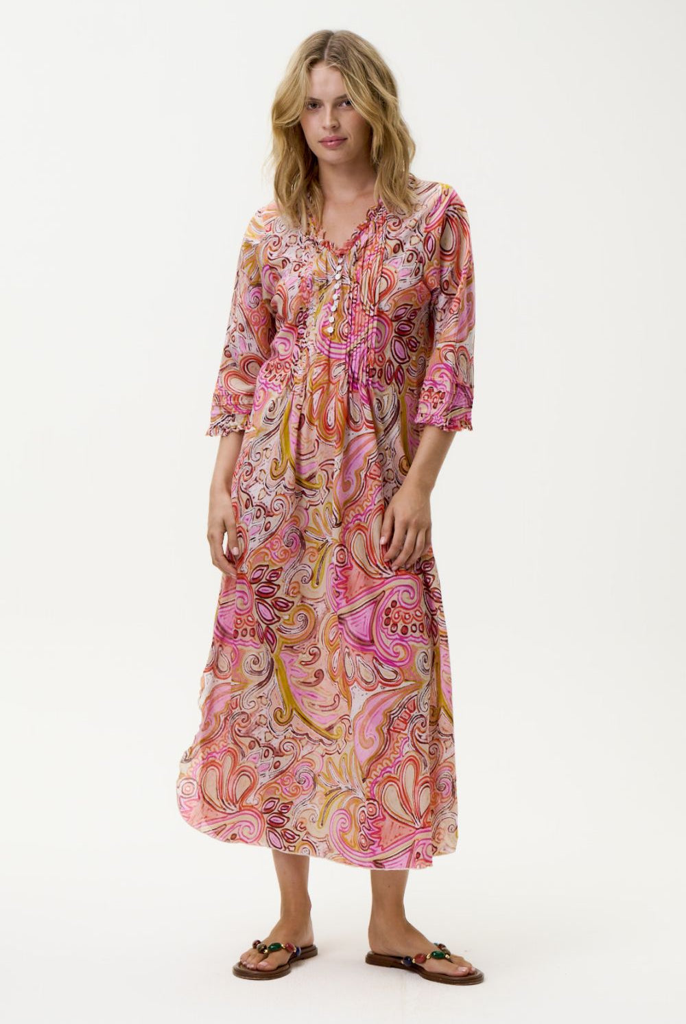 Oneseason - Oneseason Long Poppy Dress | Muscat Multi Swirl - Dress - Silvermaple Boutique