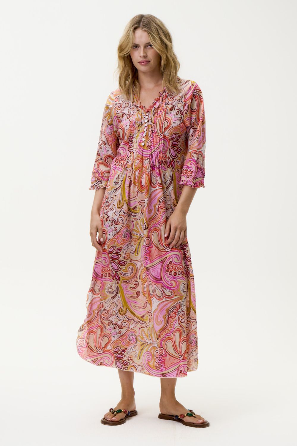 Oneseason - Oneseason Long Poppy Dress | Muscat Multi Swirl - Dress - Silvermaple Boutique