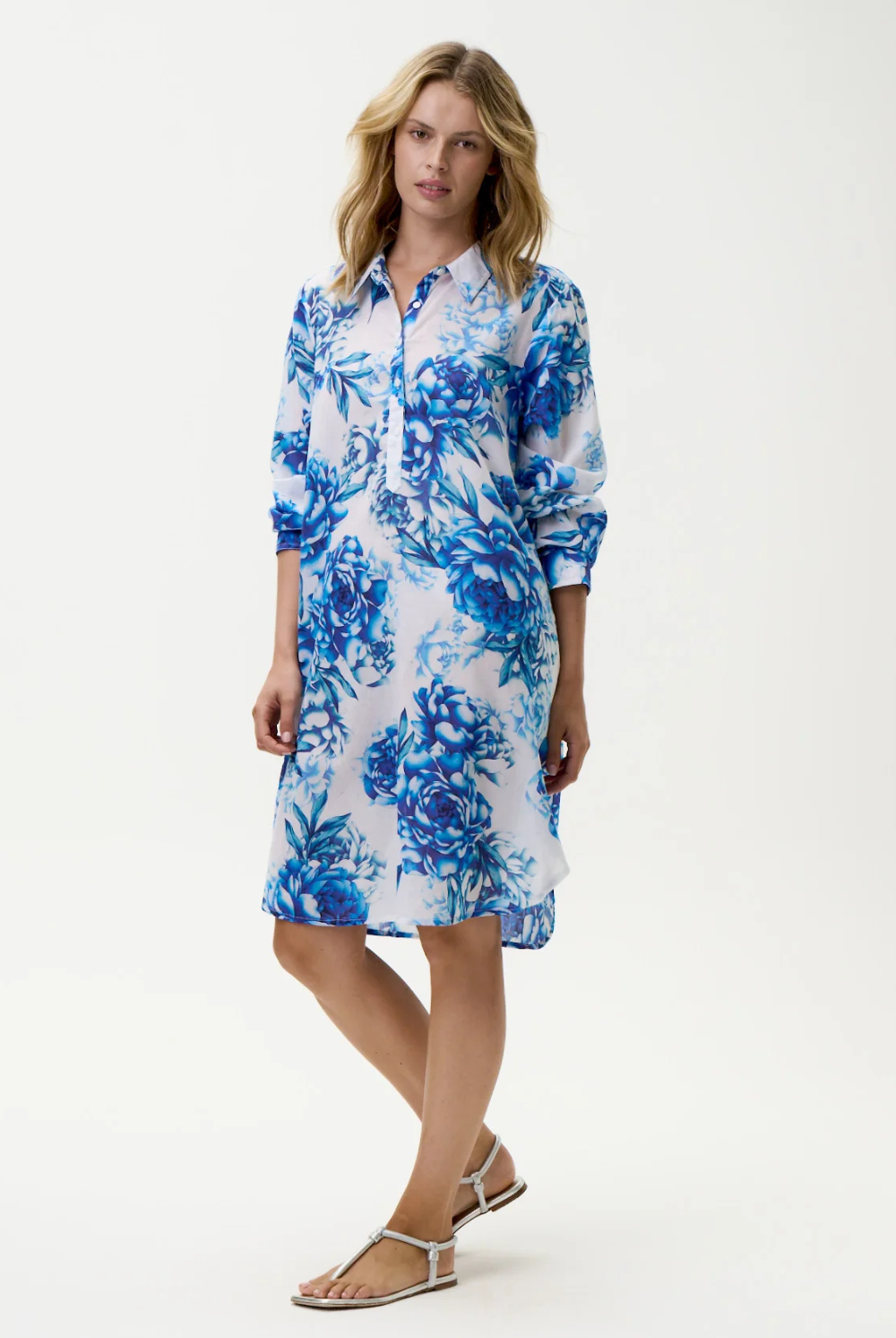 Oneseason - Oneseason Middy Gilli Dress | Kefalonia Blue Roses - Dress - Silvermaple Boutique