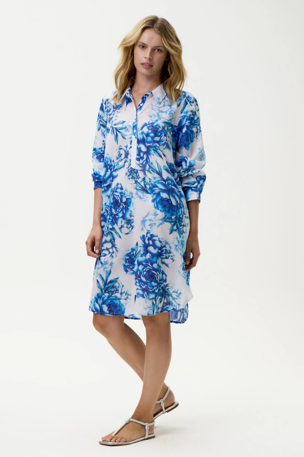 Oneseason - Oneseason Middy Gilli Dress | Kefalonia Blue Roses - Dress - Silvermaple Boutique