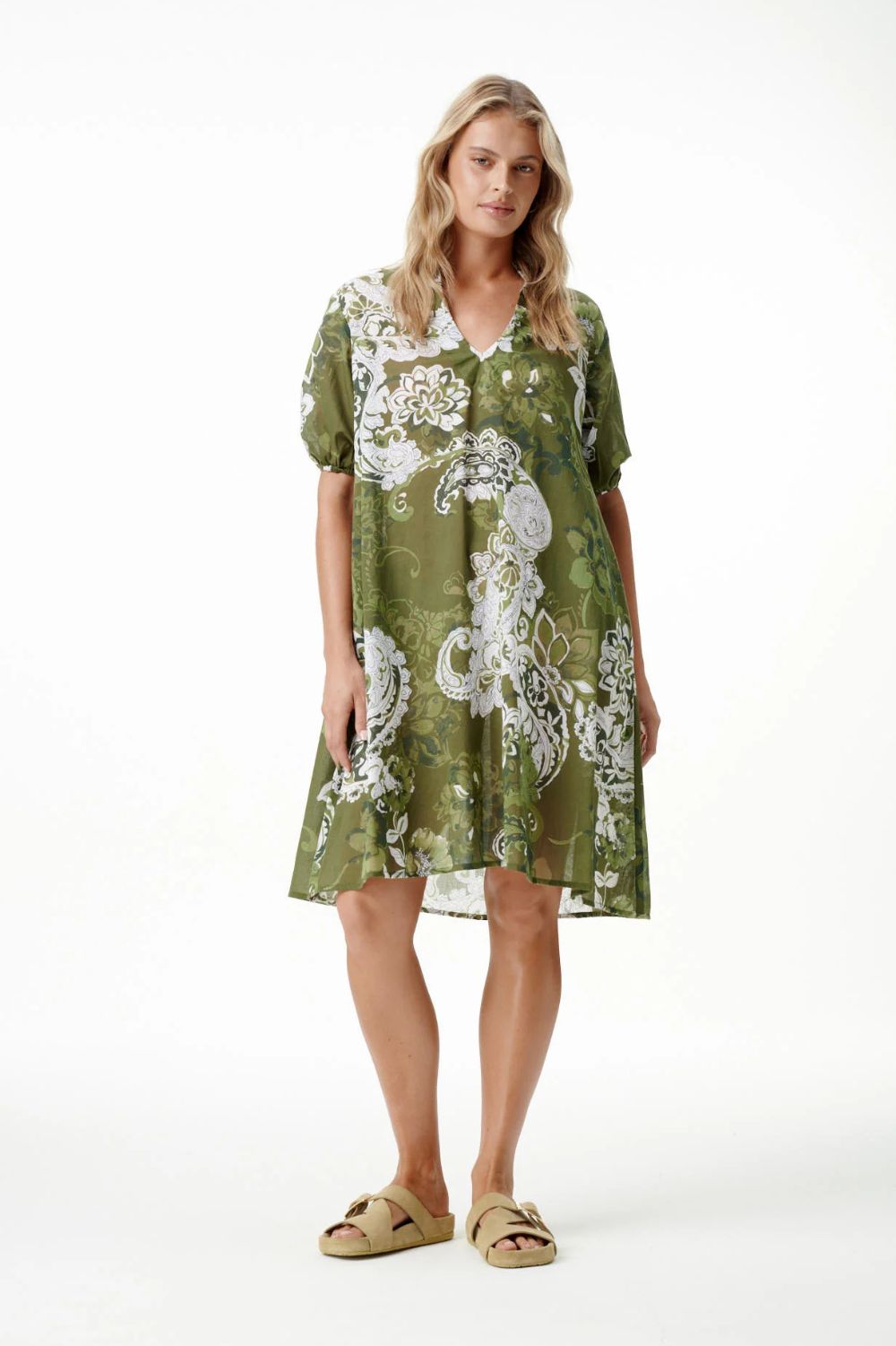 Oneseason - Oneseason Middy Grace Dress | Khaki Swirl - Dress - Silvermaple Boutique
