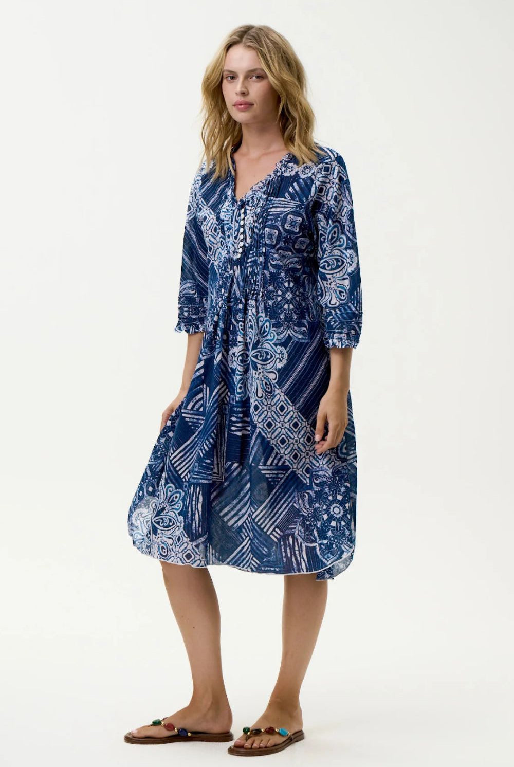 Oneseason - Oneseason Middy Poppy Dress | Mandala Navy - Dress - Silvermaple Boutique