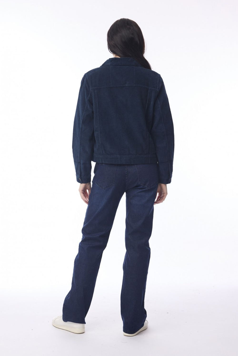 Orientique - Cord Solid Biker Jacket | Navy - Jacket - Silvermaple Boutique