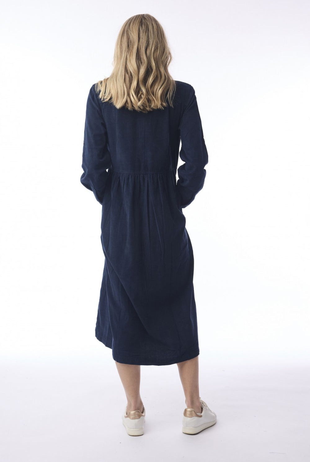 Orientique - Cord Solid Dress | Navy - Dress - Silvermaple Boutique