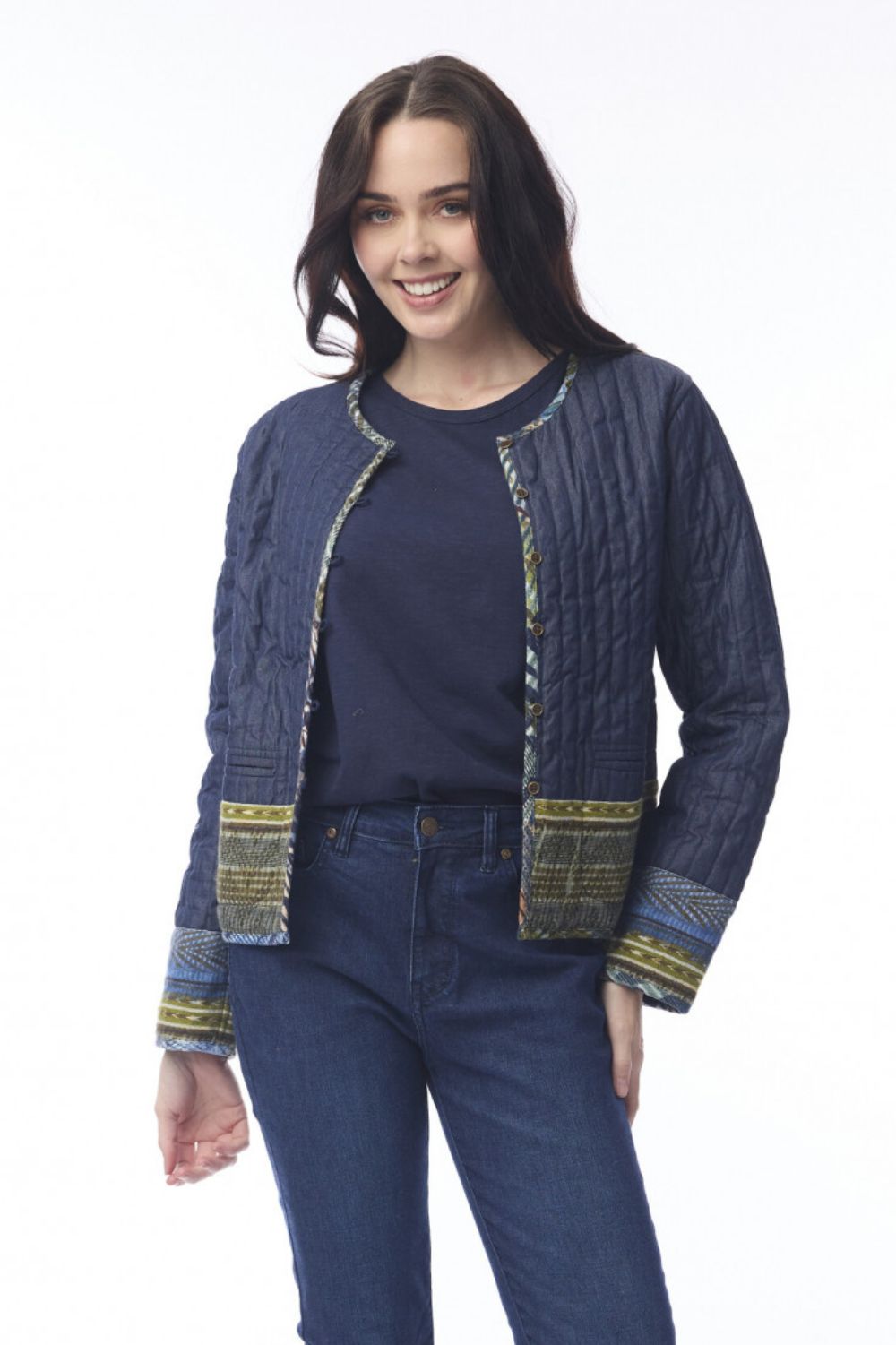 Orientique - Isfahan Quilted Reversible Jacket | Denim - Jacket - Silvermaple Boutique