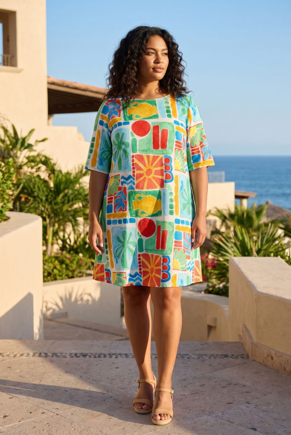 Orientique - Lightweight T-Shirt Dress | Pop - Dress - Silvermaple Boutique