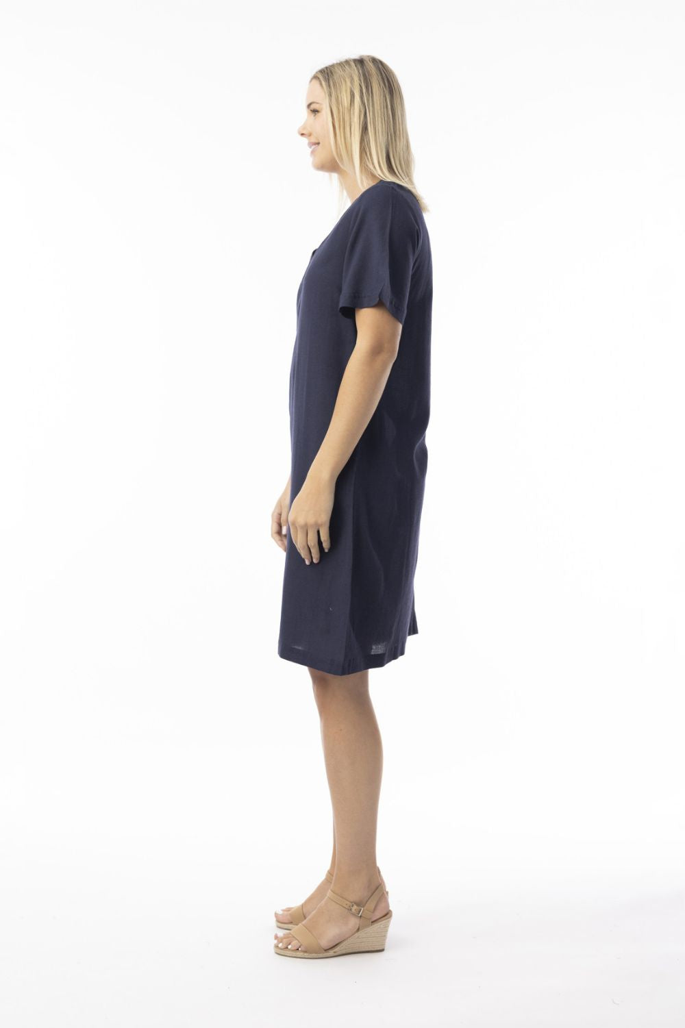 Orientique - Linen Essentials Shift Dress | Navy - Dress - Silvermaple Boutique