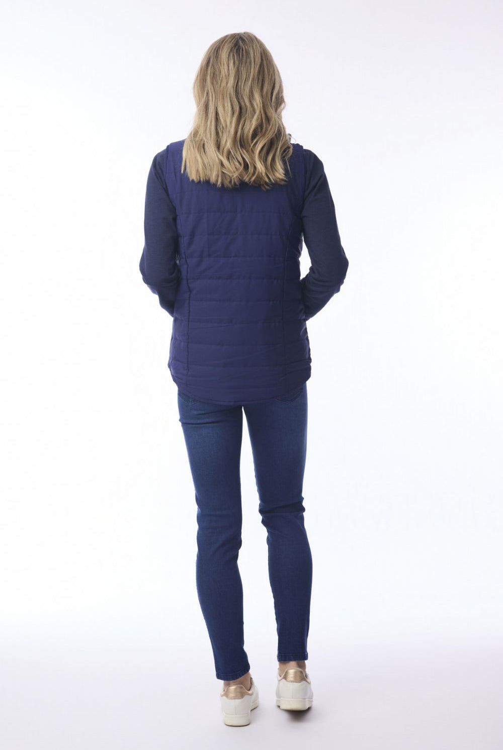 Orientique - Reversible Puffer Vest | Navy Print - Vest - Silvermaple Boutique