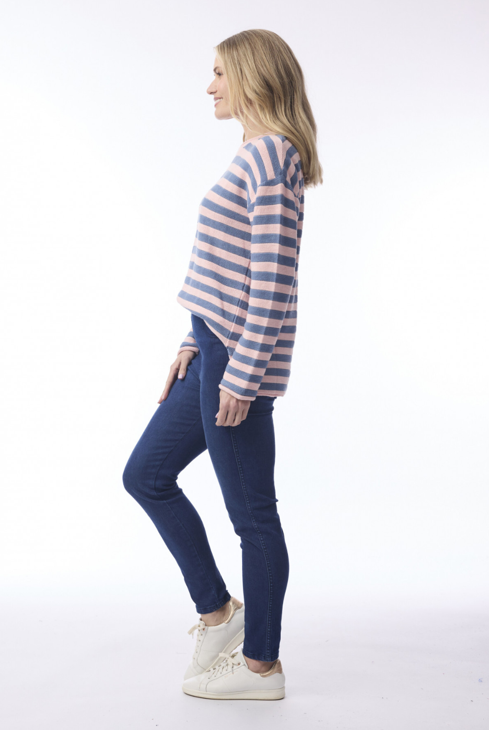 Orientique - Stripe Knit Jumper | Blush/Denim - Jumper - Silvermaple Boutique