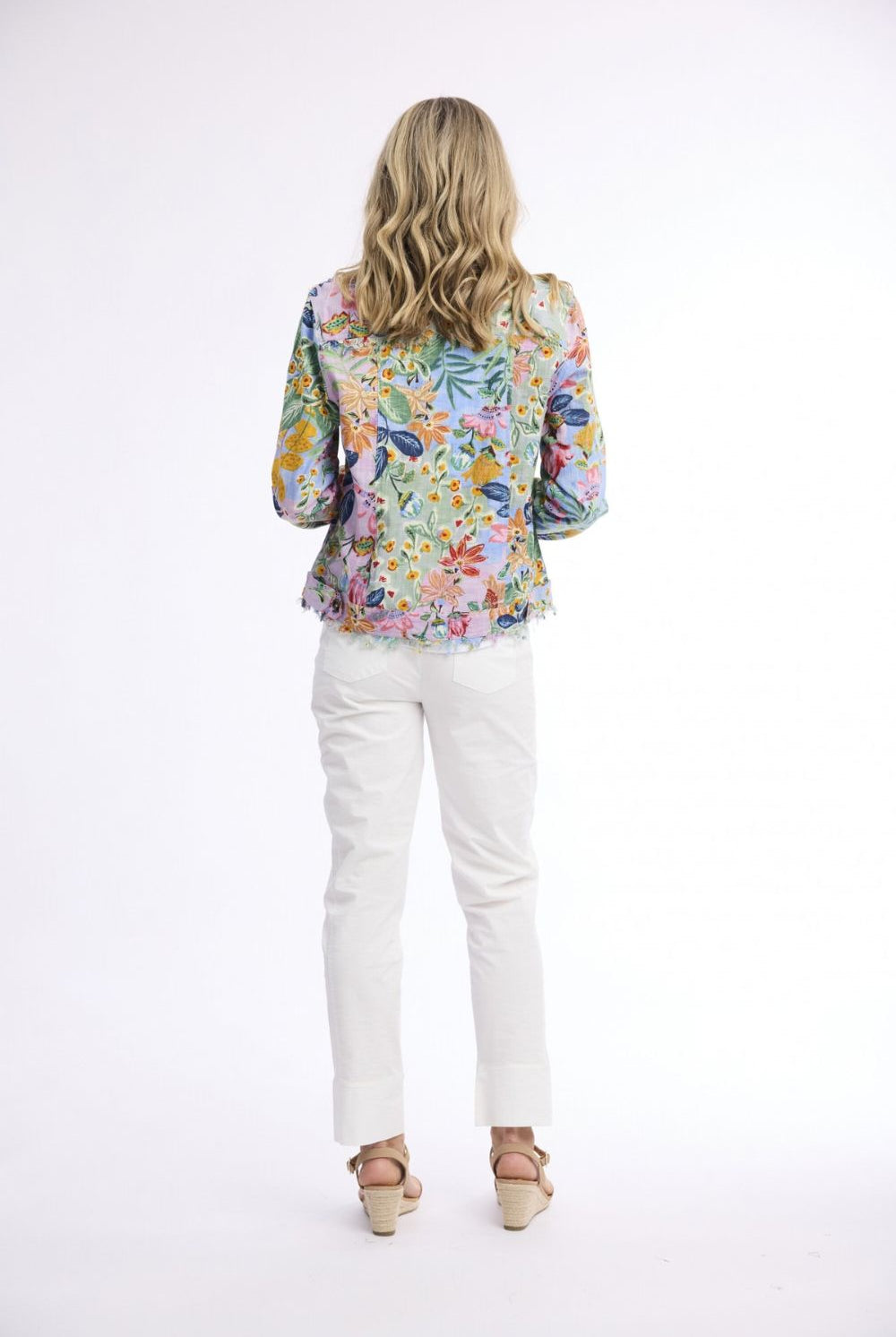 Orientique - Sur Mer Fringe Jacket | Pastel Botanical - Jacket - Silvermaple Boutique
