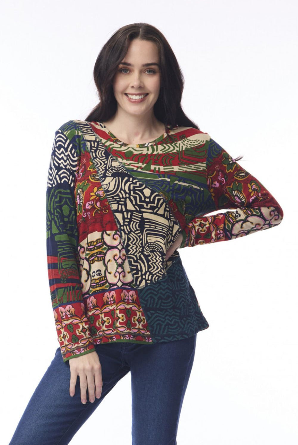 Orientique - Zapotec Patch Top | Print - Top - Silvermaple Boutique