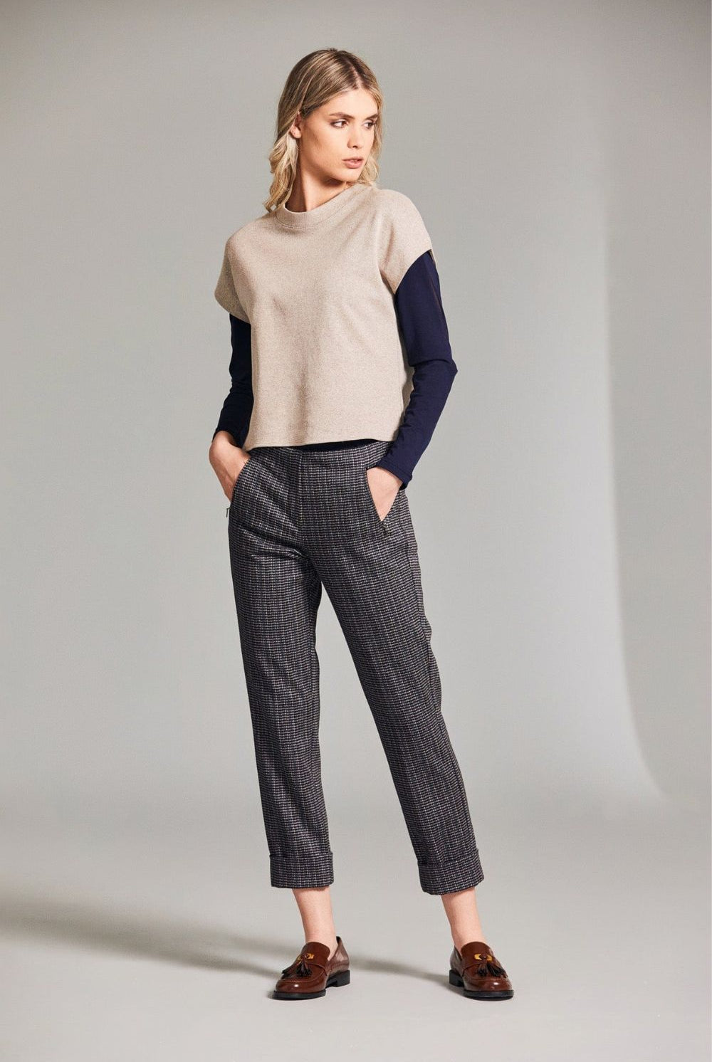 Peruzzi - Jacquard Plain Top | Sand - Top - Silvermaple Boutique
