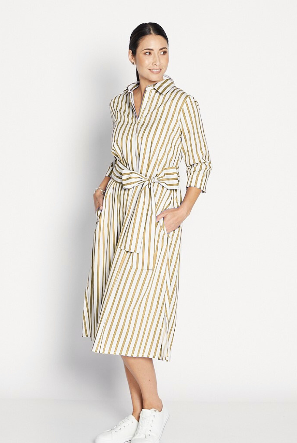 Philosophy Australia - Kiera Stripe Dress | Stone - Dress - Silvermaple Boutique