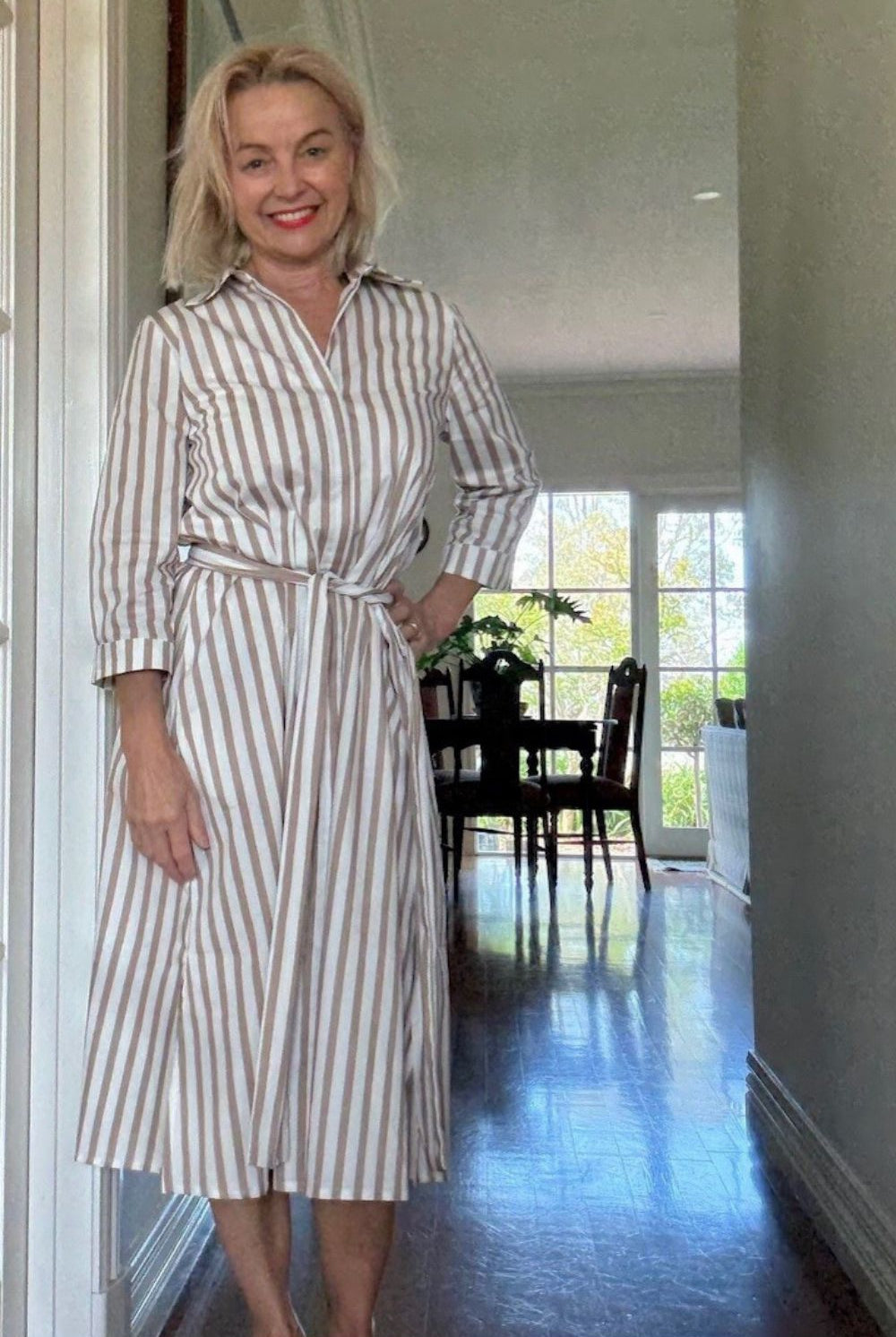 Philosophy Australia - Kiera Stripe Dress | Stone - Dress - Silvermaple Boutique