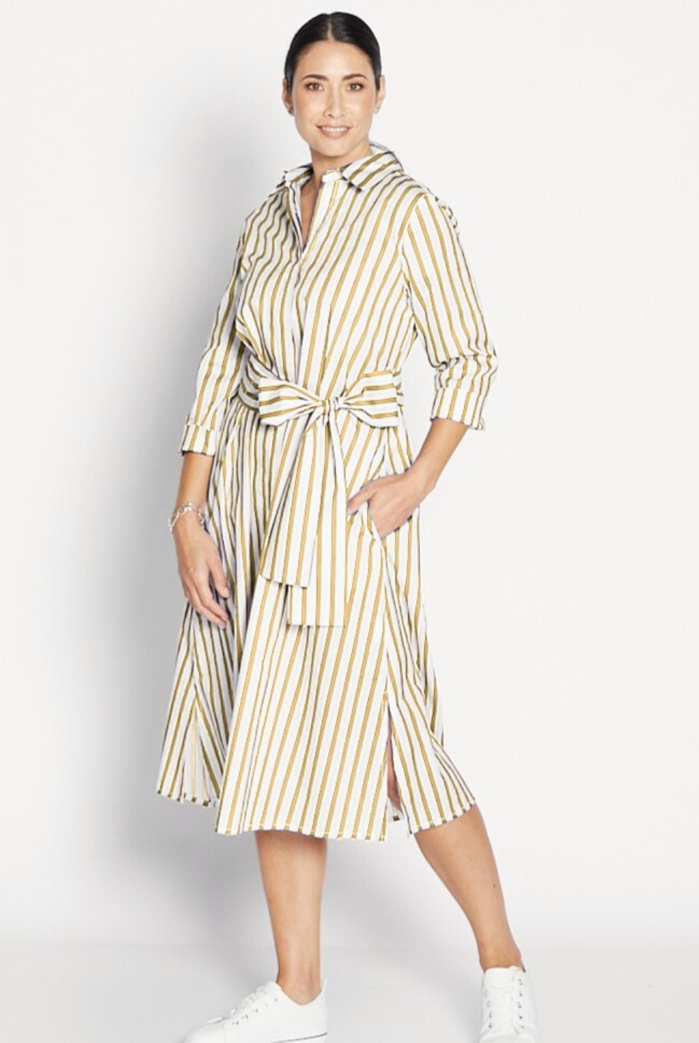 Philosophy Australia - Kiera Stripe Dress | Stone - Dress - Silvermaple Boutique