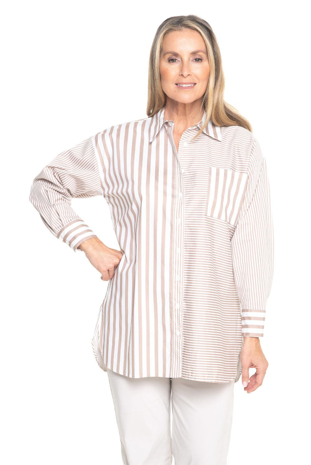 Philosophy Australia - Port Multi Stripe Shirt | Stone - Shirt - Silvermaple Boutique