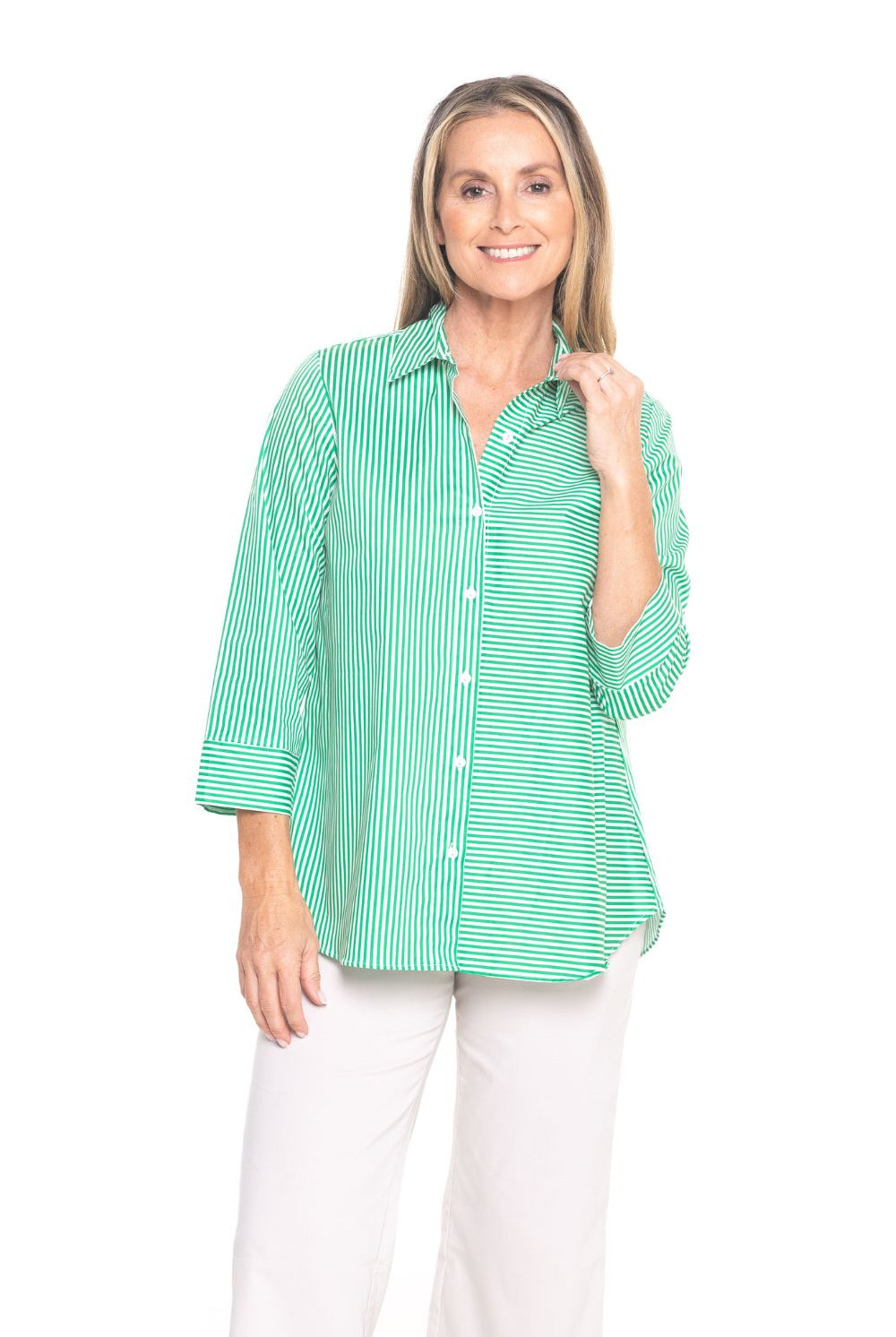 Philosophy Australia - Regina Shirt | Green Skinny Stripe - Shirt - Silvermaple Boutique