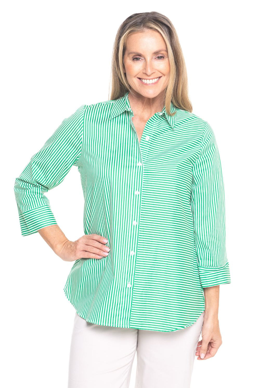 Philosophy Australia - Regina Shirt | Green Skinny Stripe - Shirt - Silvermaple Boutique