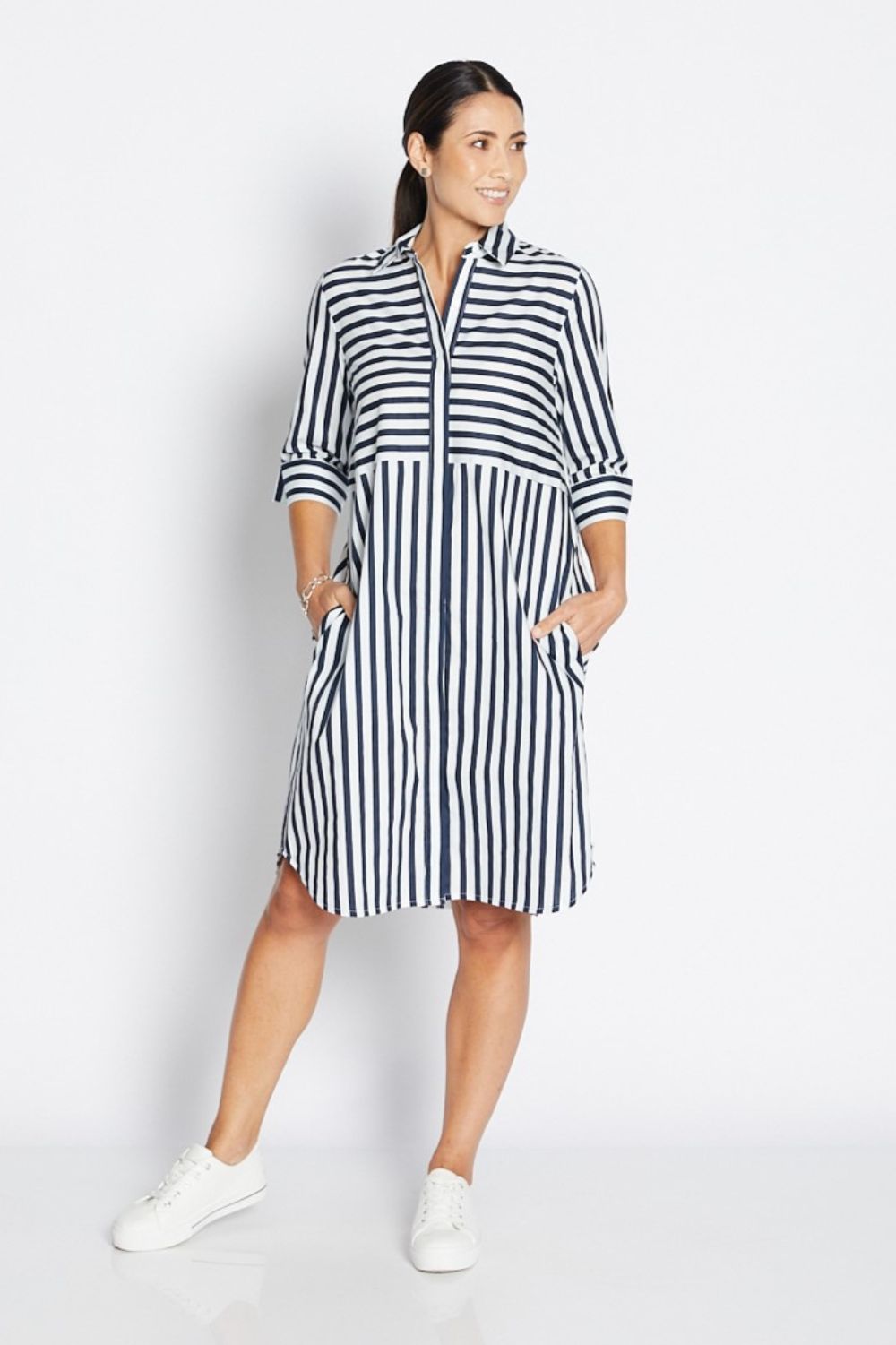Philosophy Australia - Sierra Shirt Dress | Navy Wide Stripe - Dress - Silvermaple Boutique