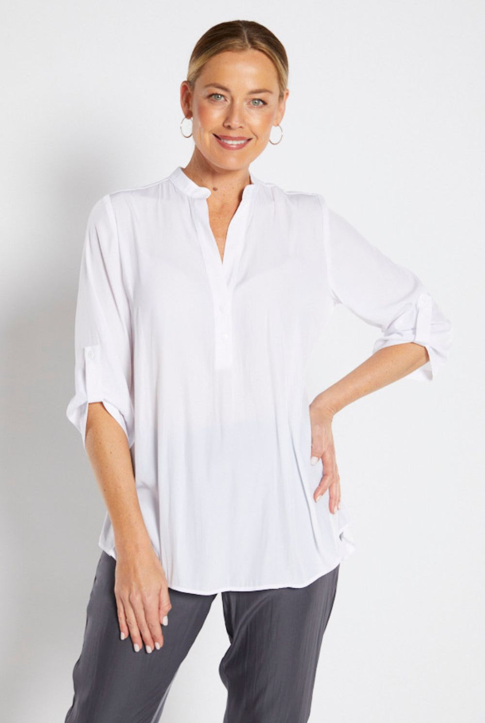 Philosophy - India Lustre Tunic | White - Blouse - Silvermaple Boutique