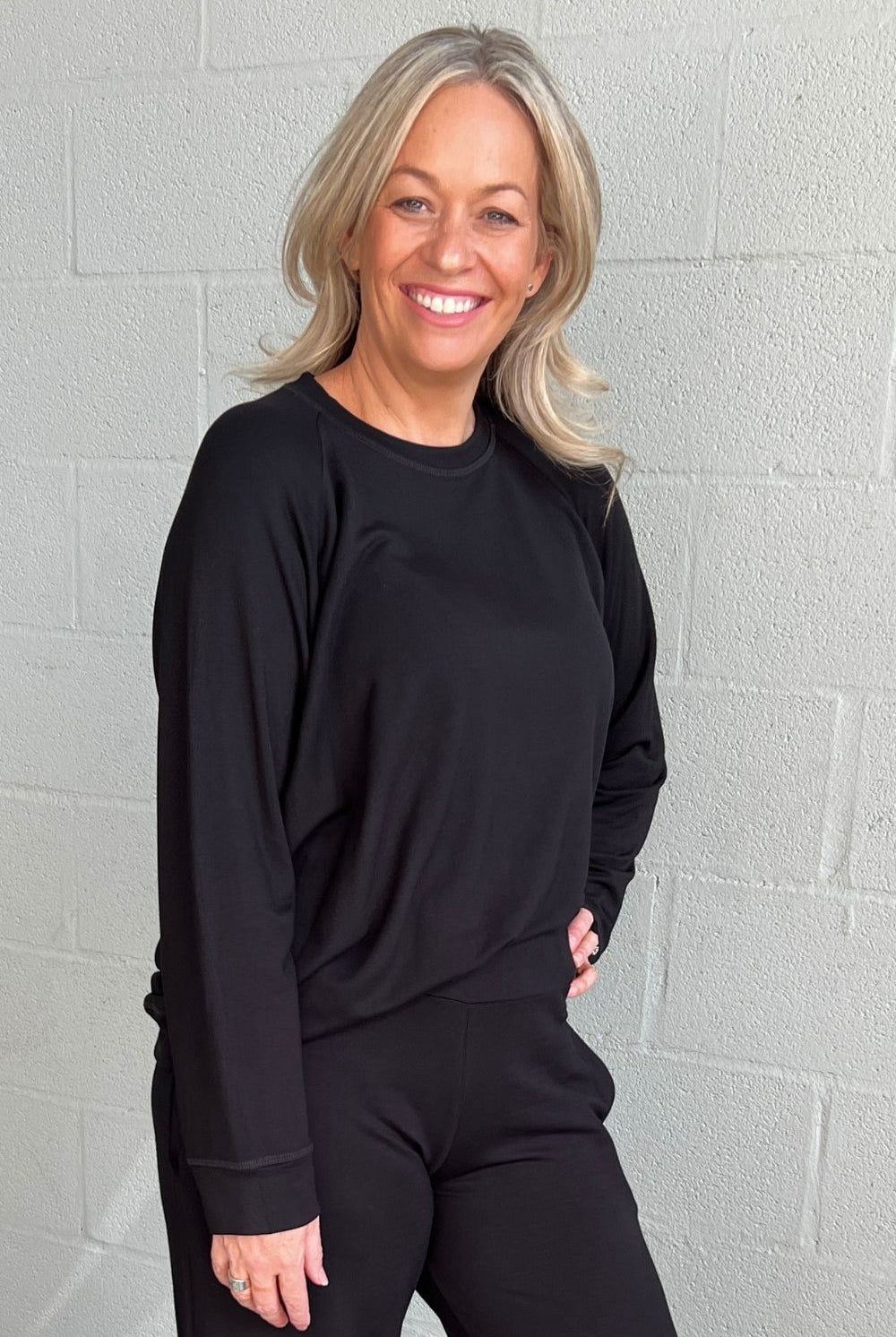 Philosophy Australia - Rocky Brushed Raglan Top | Black - Top - Silvermaple Boutique